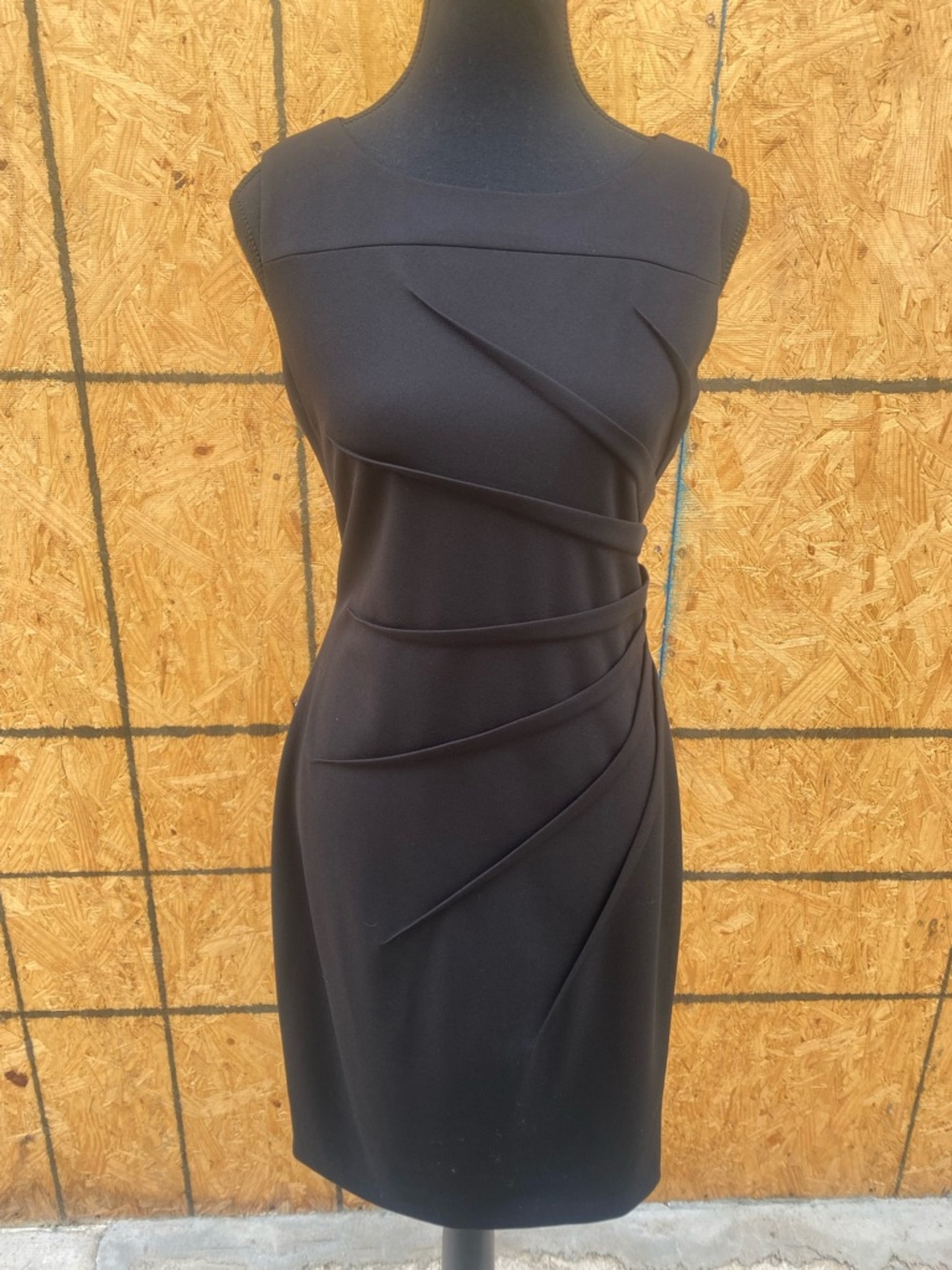 Calvin Klein Black Sleeveless Pleated Sheath Mini Dress GUC 6